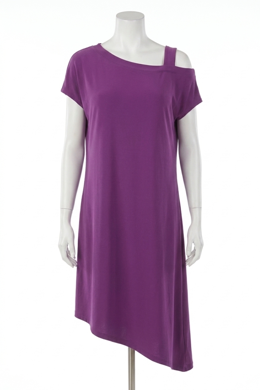 NEW JOSEPH RIBKOFF cold-shoulder asymmetric shift dress in majesty